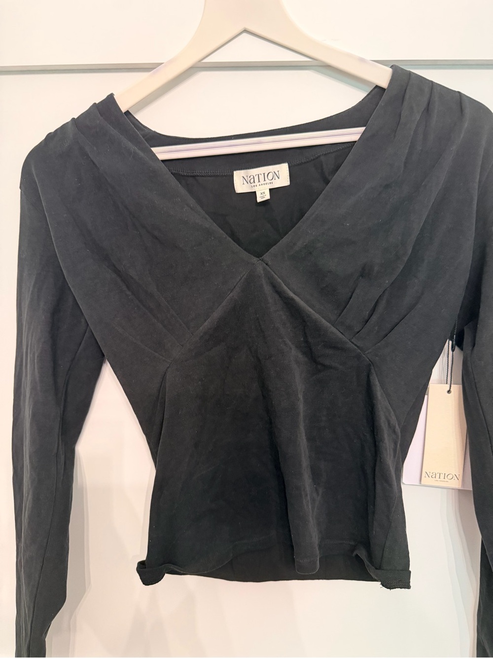 Nation LTD Black Long-Sleeve V-Neck Top
